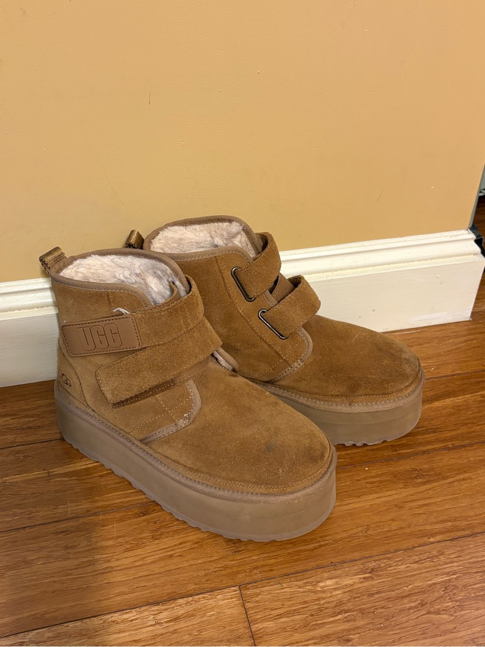 UGG Brown Suede Platform Ankle Strap Boots - Picture 2 of 4
